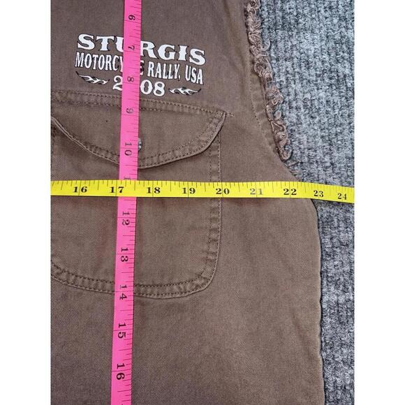 VTG Sturgis Shirt Vest Mens Large Brown Button Twin V Hog Biker Motorcycle '08 - Picture 12 of 12
